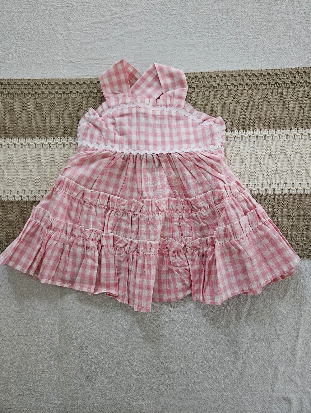 Lil Cactus Pink & White Gingham Sundress – Size 3-6M